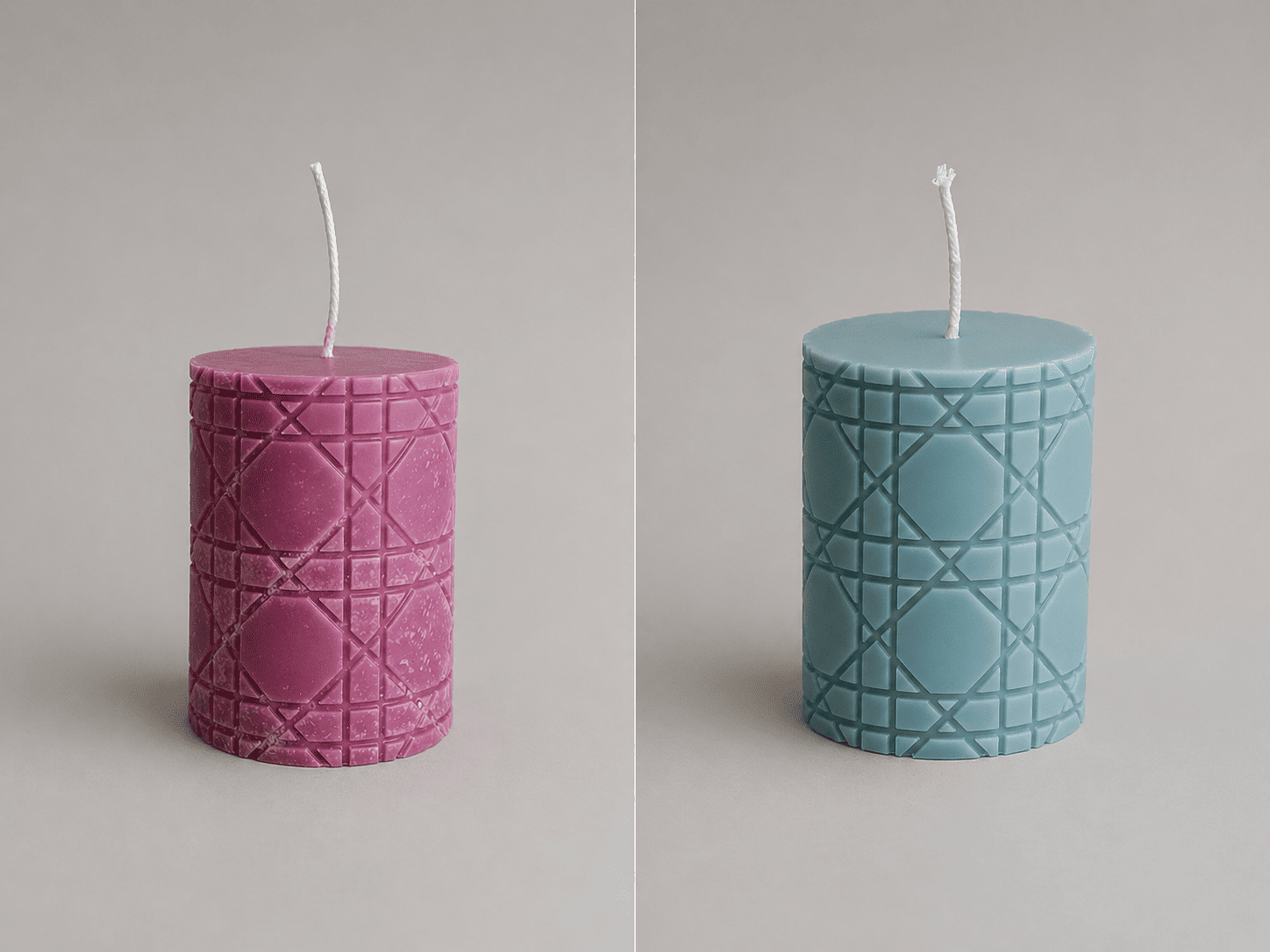 The contrast between the initial failed samples with rough textures and the final refined geometric candle showing crisp, clean lines.