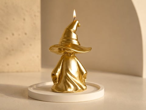 Sculptural candle development with custom wax form and metallic coating finish