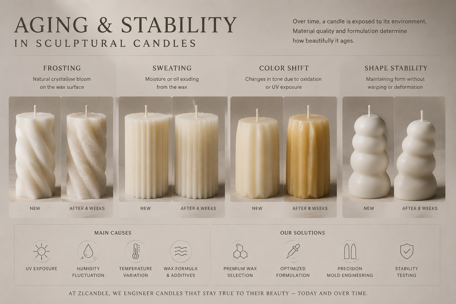 candle aging frosting sweating stability