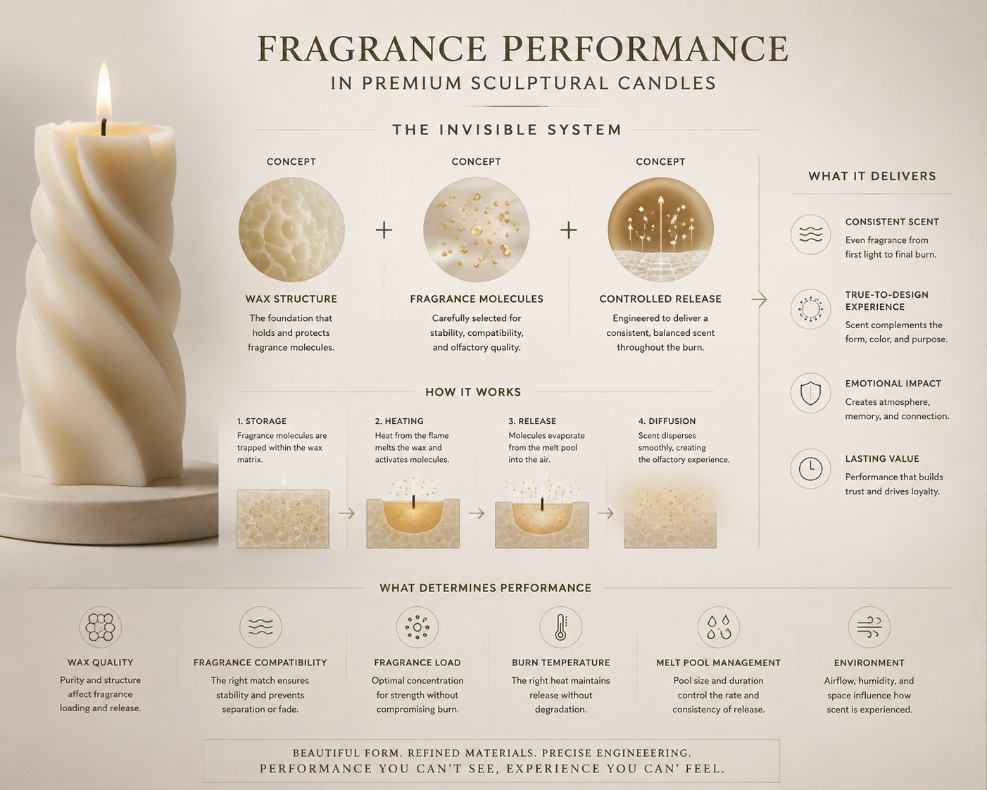 fragrance performance premium sculptural candle