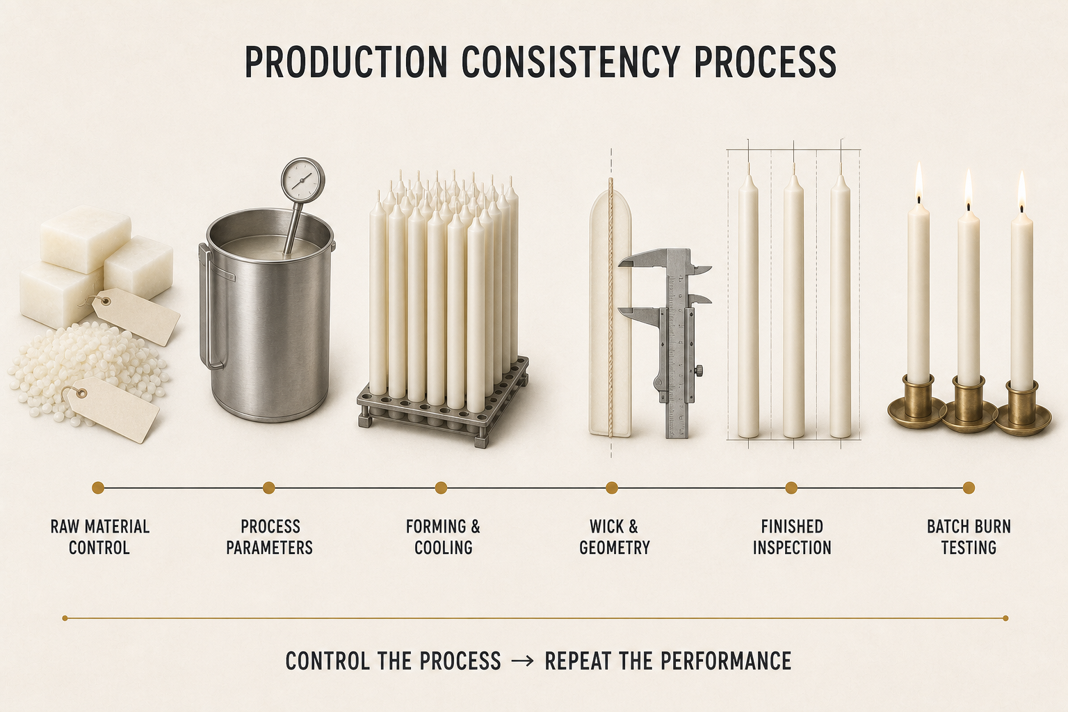 taper candle production consistency process